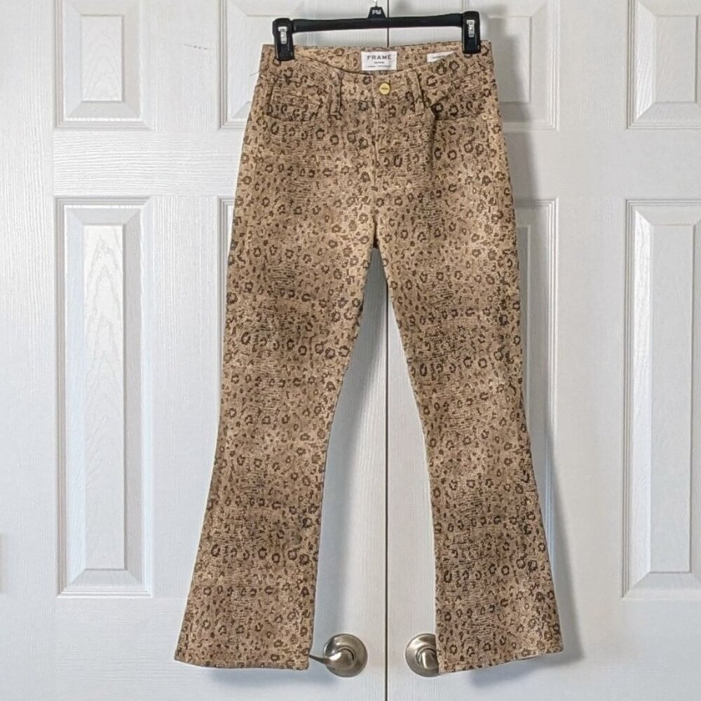 FRAME Denim Women's Mini Boot Cut Jeans  Size 25  Vanilla Multi Snakeskin
